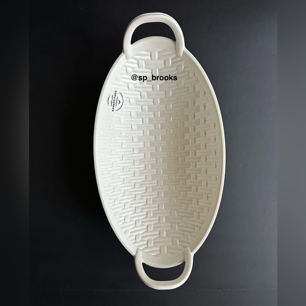 DEMDACO Bread Basket -14.25”x8” Footed Off White Melamine Bread Basket w Handles